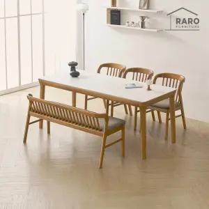 [/착불배송] 허브 1900 포세린 통 세라믹 6인 식탁 세트 (식탁+의자3+벤치1)