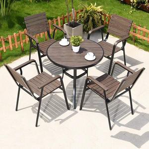 [리벨리] 4인용 야외 카페 정원 원형테이블 의자 세트D-80CM