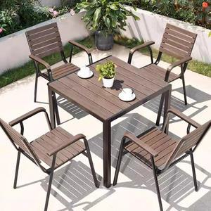 [리벨리] 4인용 야외 카페 정원 사각테이블 의자 세트D-80CM