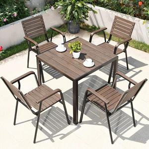 [리벨리] 4인용 야외 카페 정원 사각테이블 의자 세트E-70CM