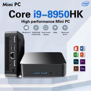 게이밍 미니 PC 인텔 코어 i9 8950HK 16GB DDR4 1TB 2TB SSD 윈도우 11 프로 컴퓨터 Wifi 6 UHD 그래픽 100