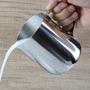 EIKS 스테인리스 스틸 계량컵 스팀 피처 ML/온스 저울(600ml) 우유 손잡이, 붓기, 거품기