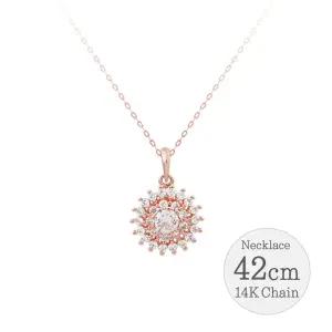 14K GOLD 로즈골드 체인 금 목걸이_썬플라워 42cm