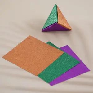 반짝이 학종이 색종이 아트 양면 접기 단면 정사각 10x10cm 종이학  단색색종이  색종이세트