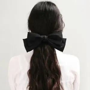 빅사이즈 리본 자동 헤어핀 블랙 여신 고급 반머리 왕 실크