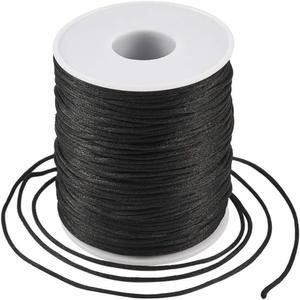 1.5mm X 110야드 나일론 새틴 코드, 검은색 코드 목걸이, 팔찌 장신구 교체 마크라메 왁스 트림 땋은 비딩, 끈, 목걸이 다용도 실크 만들기