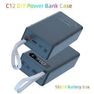 C12 18650 배터리 보조베터리 케이스 충전기 박스 홀더 듀얼 USB LCD 디스플레이 지원  무선 쉘 보관