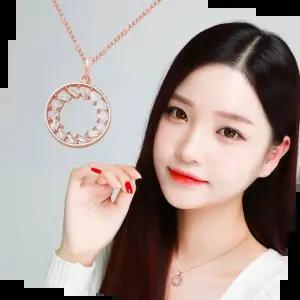 도금목걸이 클레오 로즈골드 큐빅 체인 패션 목걸이 14KGP