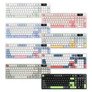 지클릭커 OFFICEPRO WK50 사일런스 M RGB 풀윤활 무소음 방수 무선 블루투스 LCD 98 (Sky City) RC1