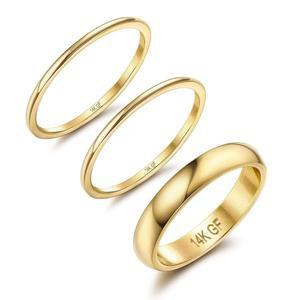 여성용 Jstyle 14K 골드 충전 스태킹 링, 미니멀리스트 가능한 앙증맞은 논 타니쉬 핑키 엄지문 얇은 밴드 링 세트, 컴포트 핏 1mm 3mm