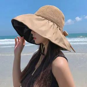 버킷햇 벙거지모자 리본 빅사이즈 썬캡 여성 와이드