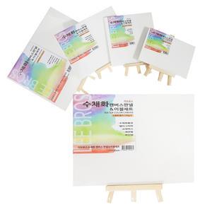 [문구티쳐] 수채화 종이 캔버스 판넬 이젤세트 1520 (15x20nm) 수채화전용지 나무거치대