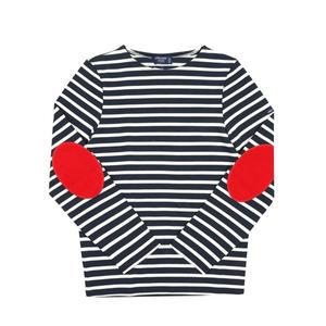 [세인트제임스] 0407 MARINE ECRU TULIPE 메르디앙 모던 스트라이프 엘보 패치 공용 긴팔티