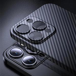 iPhone 15 14 13 12 Mini 11 Pro Max 14Pro XS XR X 6 7 8 Plus SE 0 2MM PP 뒷면 커버 용 초박형 탄소 섬유 매트 케이스