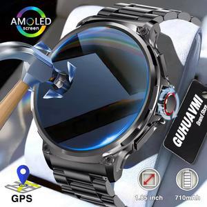 새로운 1 85 인치 울트라 HD AMOLED SmartWatch 남자 GPS 블루투스 통화 710 Mah 배터리 스포츠 남자 야외 smartwatch