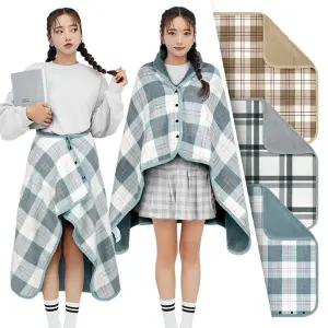 담요 입는이불 차박어깨 학생병원패딩 단추대형학교 차량용캠핑 무릎후드 귀여운망토