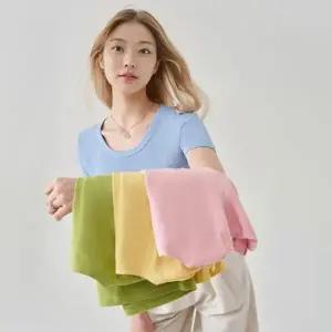 시원한 쿨티셔츠 모달 스판 무지 면티 얇은 세미크롭