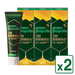 메디안 그린프로폴리스 프레쉬민트 치약 100g (3입)x2 고불소 구취케어