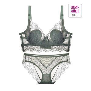 레이스 홑겹 와이어 브라팬티 세트 n35027