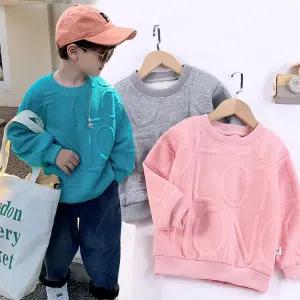 엠보 패턴 유아동 라운드 맨투맨 가을 겨울 남아 여아 긴팔티 초등학생옷 아동 라운드넥 긴팔