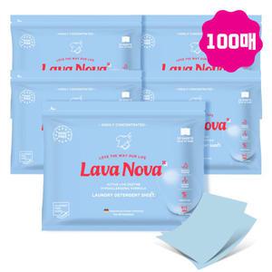 라바노바 고농축 세탁세제 시트세제 종이세제 100매(20매x5팩) 통돌이세탁기 드럼세탁기 공용