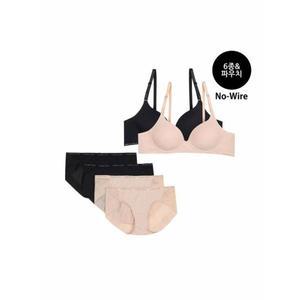 [휠라]베이직 노와이어 브라 팬티 6종 PACK  FI4BAF1497F SKN _P356651570