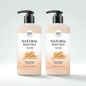 해피바스 네츄럴 정말 순한 바디 밀크 로션 보습제 베이비 파우더향 400g 2개