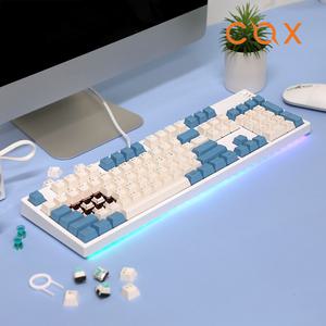 콕스 CY104K V2 카일광축 사무용 기계식 게이밍 LED 키보드 블루 청축