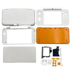 Hzxkqmil 교체 하우징 쉘 케이스 키트 페이스 플레이트 커버 플레이트(Nintendo New 2DS LL/New XL 콘솔용 버튼 세트 포함), 화이트 + 오렌지