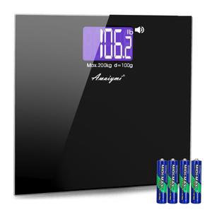 아와이미 440파운드 대형 LCD 화면 말하기 체중계, 시각 장애인을 위한 크고 선명한 음성 욕실 배터리 및