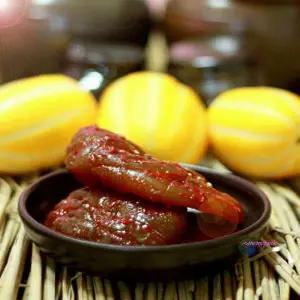 장담아반찬참외 장아찌 집밥세트 종류 참외를 500g 에 에숙성시킨 거리 밑반찬 아이스팩포장 짠지 짱아치uv