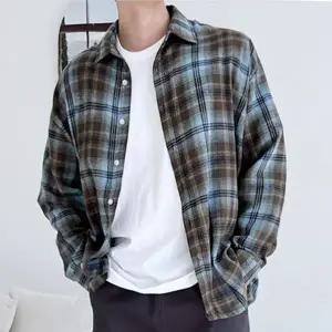 남자 체크무늬 셔츠 봄 가을용 캐쥬얼 체크남방 긴팔 (WFG1YRM)