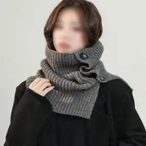 여성 패션 하이 칼라 단추 숄 넥워머 머플러 목도리 스카프 겨울 방한