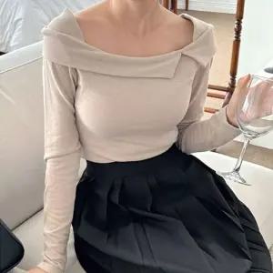 오프숄더 여자 하찌 긴팔 1P 봄가을 간절기 티셔츠