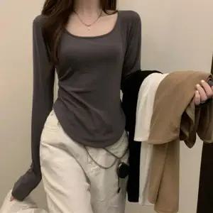스쿱넥 여자 기본 긴팔티 XL 1P 이너 무지 티셔츠