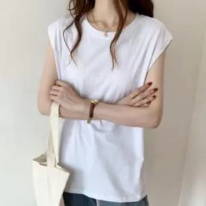 루즈핏 여자 무지 민소매 티셔츠 1P 슬리브리스 패션