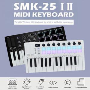 M VAVE SMK 25 II MIDI 패드 컨트롤러 키보드 USB 미니 25 키 16 RGB 드럼 8개의 손잡이 및 음악 제작 소프
