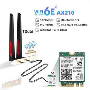 WiFi 6 카드 AX210 Bluetooth 5.3 5374Mbps 어댑터 2 In 1 데스크탑 키트 10DBi 안테나 802.11ax 2.4G5Ghz6