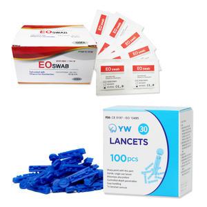 YW 란셋 30G 100개입+낱개포장 알콜솜 100매입 세트 십자형 일반형 랜싯 바늘 소독 멸균 니들 청소