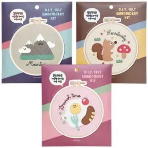DIY 펠트 자수 키트 3개/펀치/니들/뜨개질/세트/펀칭/임신/선물/러그/패키지/바느질/만들기