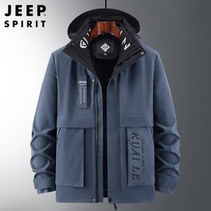 JEEP SPIRIT 남성 겨울 아웃도어 패딩 후드 면복 방풍 외투