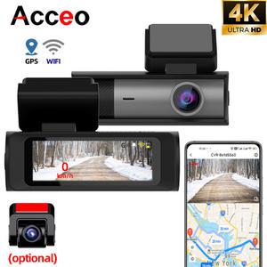 룸미러 블랙박스 ACCEO 4K 대시 나이트 비전 드라이브 레코더 내장 GPS WiFi 24h 주차 모드 블랙 박스 자동차 사이클 녹화 1080P 후면 카메라