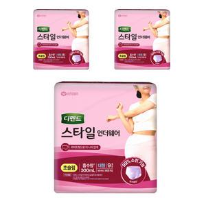 디펜드 스타일 언더웨어 여성 초슬림 대형 9매X3팩 걱정없는 하루 특허소취 냄새 제거