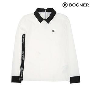 [보그너] 여성 골프 배색 티셔츠 WHITE