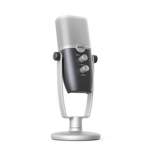 AKG Pro 오디오 아라 프로페셔널 USB-C 콘덴서 마이크, 팟캐스트, 비디오 블로깅, 게임 및 스트리밍을 위한 듀얼 패턴 캡처 모드, 블루 실버