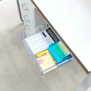 부착식서랍 히든서랍 1단 L 붙이는 서랍 책상밑 접착식 슬라이딩 무타공 화