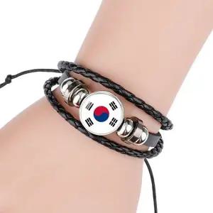 대한민국 태극기 팔찌 애국팔찌 월드컵 패션 가죽 매듭 남녀공용 축구 응원팔찌
