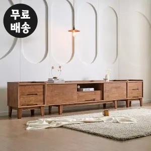 [벤티스가구]로덴 고무나무 원목 거실장 세트 티비 다이 서랍장 TV 선반 TV장 거실 장식장(월넛)