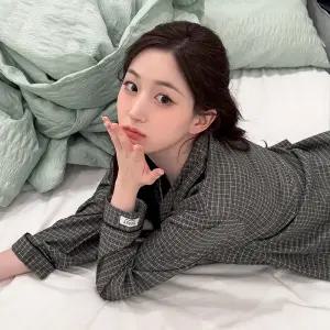 [해원'pick] 실크핏 더스트 긴팔 커플 잠옷 세트