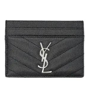 쉐브론 퀼티드 골드톤 YSL 카드 지갑 423291BOW02 1000